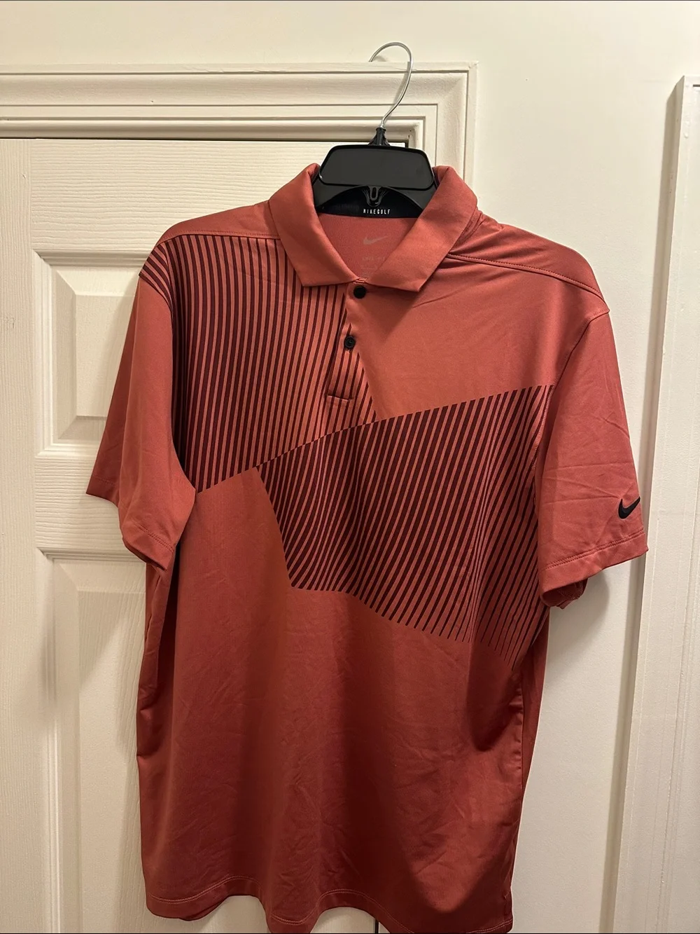 Nike Men’s Rust Red Diagonal Stripe Performance Polo